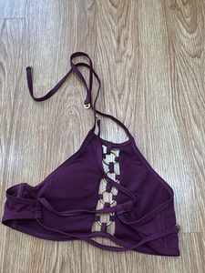 Plunge Bikini Top with Gold Rings