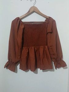 Brown Peplum Top