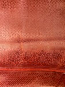 Peach Silk Saree with original unstitched blouse