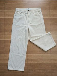 Cream Corduroy Wide Leg Pants