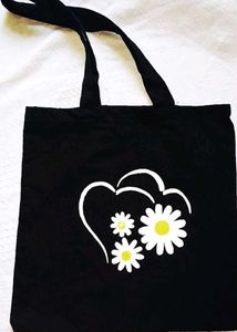 Black Tote Bag with Floral Design