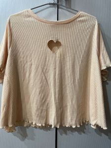 Cute Heart Cutout Cropped Tee