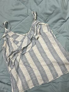 Chic Striped Ruffle Tank Top