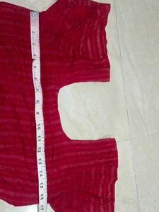 Red Striped Saree with Floral Border