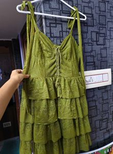 Green Tiered Mini Dress