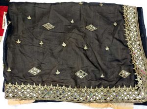 Black Saree with mirror work 💕