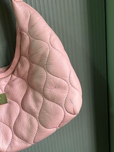 Chic Quilted Pink Leather Hobo Bag