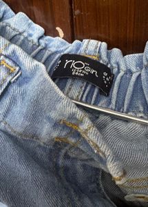 Girls' Distressed Denim Jeans with Rhinestone Acce
