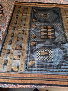 pure silk bomkai saree with intricate work palla