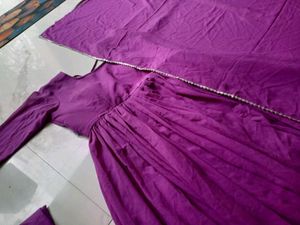 Elegant Purple Anarkali Kurta Set 3pc M