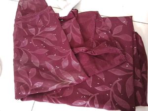 Burgundy Leaf Print  stole