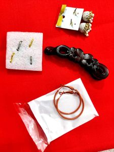 Jewelry Set - 2 Earrings, Hair Clip &amp; Nose Pins🆕