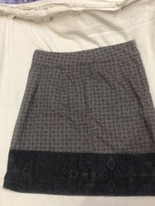 A-line Cotton Skirt | Grey Color | With Zipper