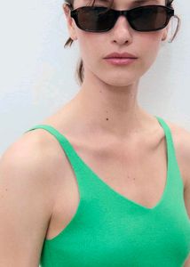 MANGO V-Neck Knitted Styled Back Top