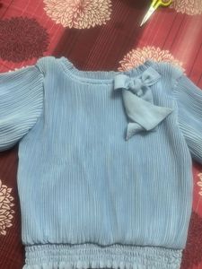Chic Baby Blue Bow Top