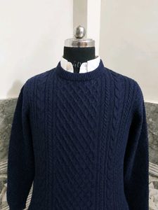 Men's Navy Cable Knit Sweater