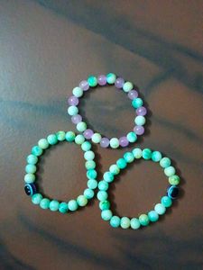 Set of 3 Beaded Bracelets with Evil Eye