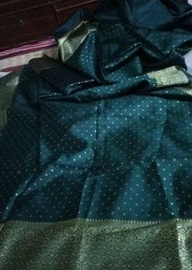 🔥kanjivaram 💚 green Banarasi silk saree 💕