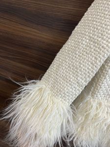 Cream Textured Jacket with Faux Fur Trim
