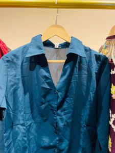 Elegant Teal Button-Down Shirt