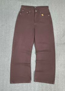 Coffee Brown Wide-Leg Jeans