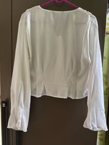 Chic White V-Neck Blouse