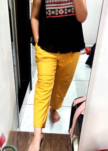 Mustard Belted Wide Leg Pants