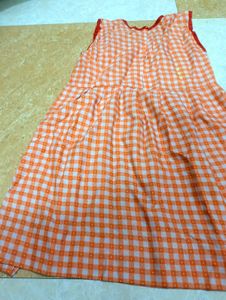 Orange Gingham Summer Dress