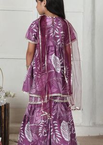 Adorable Girls' Purple Kurta Set
