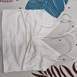 White Spaghetti Strap Crop Top