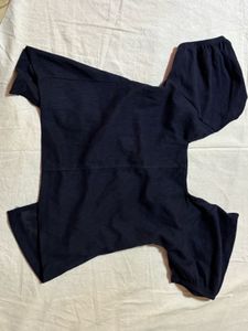 Navy Blue Puff Sleeve Top