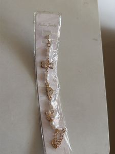 Pearl &amp; Gold Charm Bracelet
