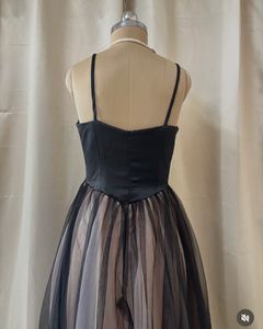 Elegant Black &amp; Nude Tulle Gown