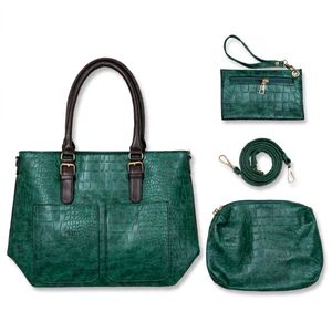 Chic Black Croc-Embossed Tote Bag