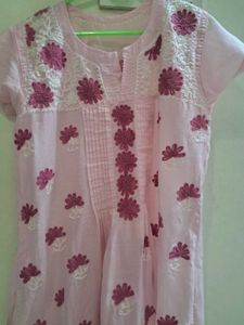 Pink Chickenkari Kurti