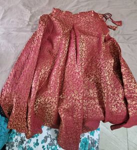 Maroon Brocade Lehenga Skirt