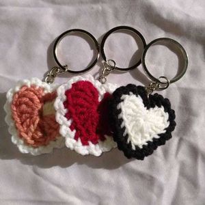 Crochet Heart Keychains