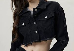 Black Cropped Denim Jacket