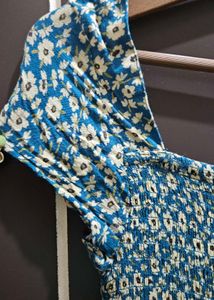 Blue Floral Print Maxi Dress