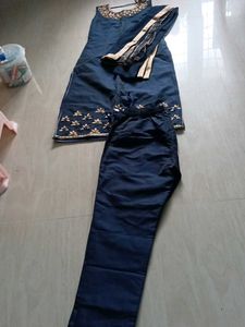 Blue Embroidered Kurta Set with Dupatta