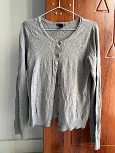 Grey Long Sleeve Knit Sweater