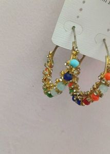 Colorful Beaded Hoop Earrings