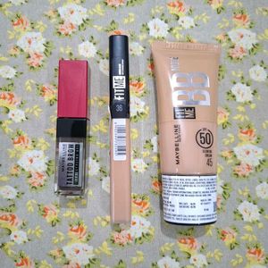 Maybelline foundation, concealer & eyebrow gel