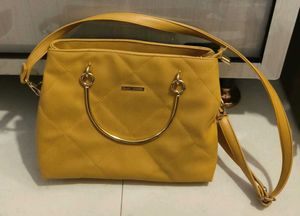 Chic Quilted Yellow Handbag