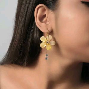 Floral Crystal Hoop Earrings (NEW with box)