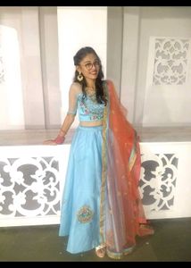 Light Blue Wedding Lehenga With Embroidery Dupatta