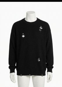 ZARA Black Distressed Knit Sweater