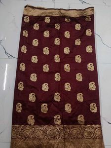 Elegant Maroon &amp; Gold Brocade Fabric
