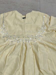 Beautiful Yellow Mirror Work Kurta