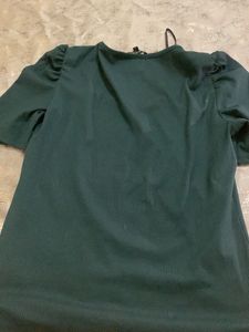 Trendy Puff Sleeve Ribbed Top